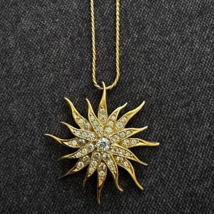 Gold Sunburst Pendant Necklace